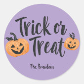 Trick or treat Schattigee pompoenen Halloween Ronde Sticker (Voorkant)