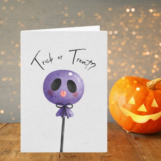 Trick or treat? Schattigee Waterverf lolly Kaart