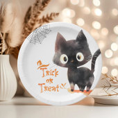 Trick or treat Schattigee zwarte kat Halloween fee Papieren Bordje