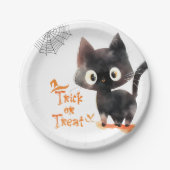 Trick or treat Schattigee zwarte kat Halloween fee Papieren Bordje (Voorkant)