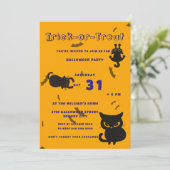 Trick or treat | Schattigee zwarte kat Halloween Kaart (Staand voorkant)