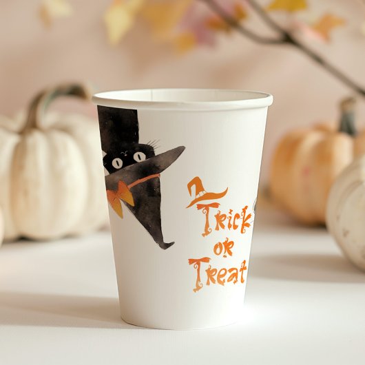 Trick or treat Schattigee zwarte kat Halloween Papieren Bekers