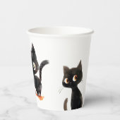 Trick or treat Schattigee zwarte kat Halloween Papieren Bekers (Achterkant)
