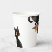 Trick or treat Schattigee zwarte kat Halloween Papieren Bekers (Rechts)