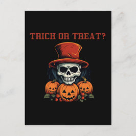 Trick or treat? Schedel en pompoen Briefkaart