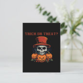 Trick or treat? Schedel en pompoen Briefkaart (Staand voorkant)