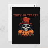 Trick or treat? Schedel en pompoen Briefkaart (Voorkant / Achterkant)