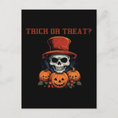 Trick or treat? Schedel en pompoen Briefkaart (Voorkant)