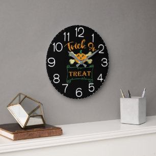 Trick or treat schedel Halloween pompoen Grote Klok