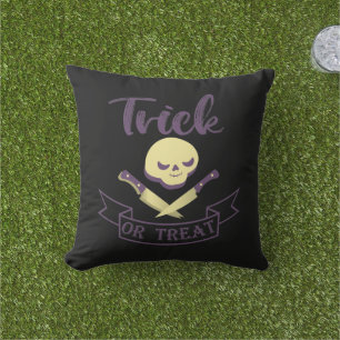 Trick or treat schedel kruisbeenderen Halloween li Buitenkussen