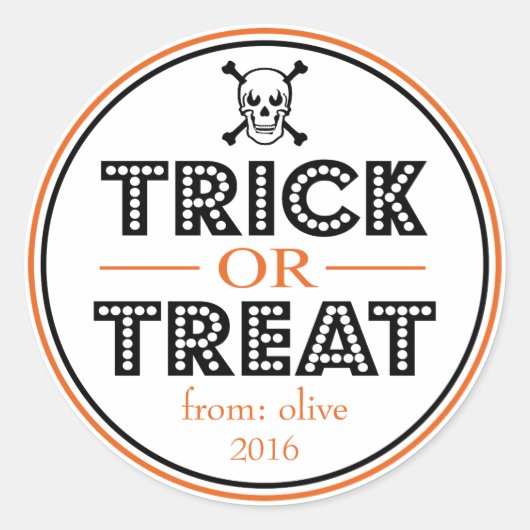 Trick or treat Schedel & Kruisbeenderen (Zwart / S Ronde Sticker (Voorkant)