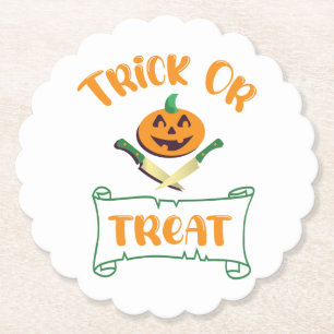 Trick or treat schedeldoos Halloween pompoen gezic Kartonnen Onderzetters