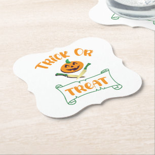 Trick or treat schedeldoos Halloween pompoen gezic Kartonnen Onderzetters