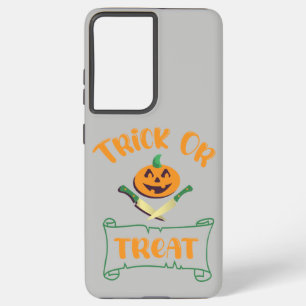 Trick or treat schedeldoos Halloween pompoen gezic Samsung Galaxy Hoesje