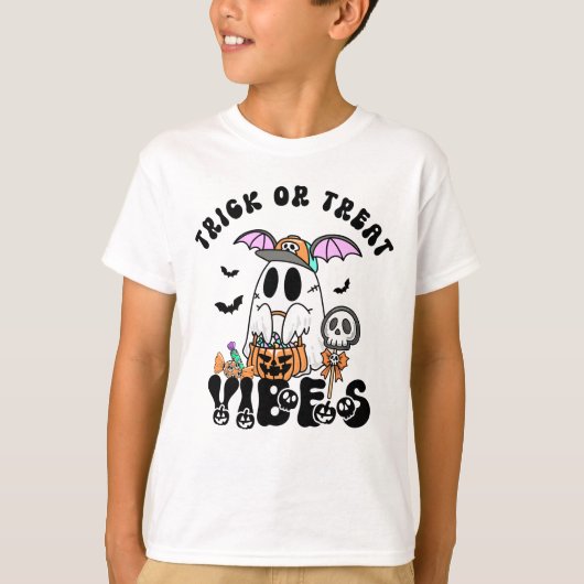 Trick or Treat Sfeer Cute Retro Geest Kinderen T-shirt (Voorkant)