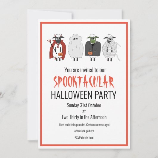 Trick or treat Sheep in Costumes Halloween Party Kaart (Voorkant)