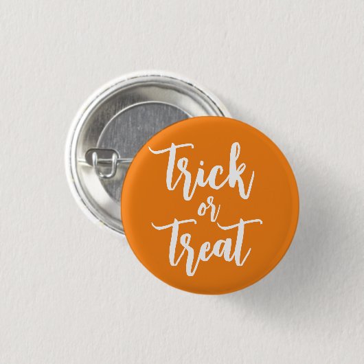 Trick or treat sinaasappel wit script schattig Hal Ronde Button 3,2 Cm (Voorkant /achterkant)