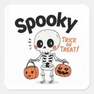Trick or Treat - Skelet 1 Vierkante Sticker