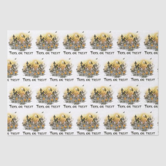 Trick or treat skeletten heks wit halloween tissuepapier (Voorkant)