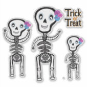 Trick or treat skeletten sticker (Voorkant)