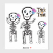 Trick or treat skeletten sticker (Vel)