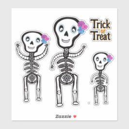 Trick or treat skeletten sticker