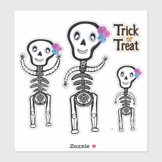 Trick or treat skeletten sticker (Vel)