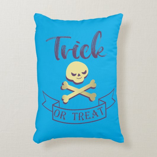 Trick or treat skull crossbones Halloween ribbon Accent Kussen (Voorkant(Verticaal))