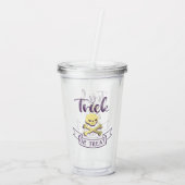 Trick or treat skull crossbones Halloween ribbon Acryl Drinkbeker (Achterkant)