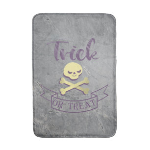 Trick or treat skull crossbones Halloween ribbon Badmat