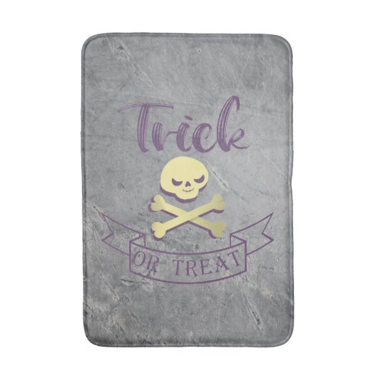 Trick or treat skull crossbones Halloween ribbon Badmat (Voorkant Verticaal)