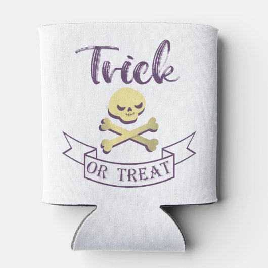 Trick or treat skull crossbones Halloween ribbon Blikjeskoeler (Achterkant)