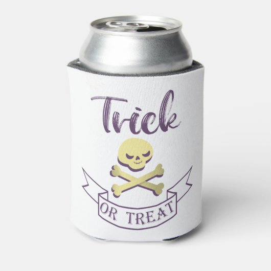 Trick or treat skull crossbones Halloween ribbon Blikjeskoeler (Blikje Achterkant)