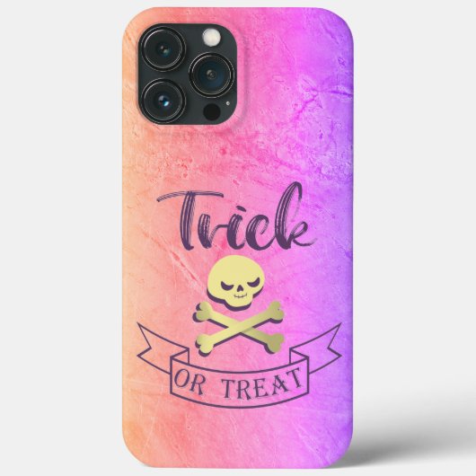 Trick or treat skull crossbones Halloween ribbon Case-Mate iPhone Case (Achterkant)