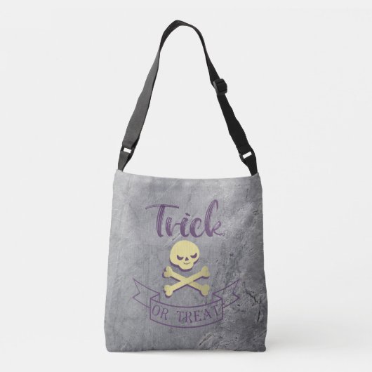 Trick or treat skull crossbones Halloween ribbon Crossbody Tas (Achterkant)