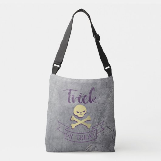 Trick or treat skull crossbones Halloween ribbon Crossbody Tas (Voorkant)