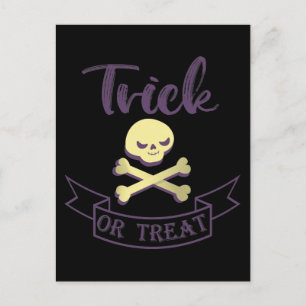 Trick or treat skull crossbones Halloween ribbon Feestdagenkaart