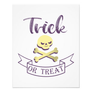Trick or treat skull crossbones Halloween ribbon Foto Afdruk