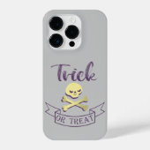 Trick or treat skull crossbones Halloween ribbon iPhone Hoesje (Achterkant)