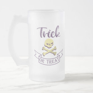 Trick or treat skull crossbones Halloween ribbon Matglas Bierpul