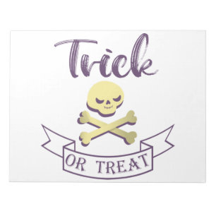Trick or treat skull crossbones Halloween ribbon Notitieblok