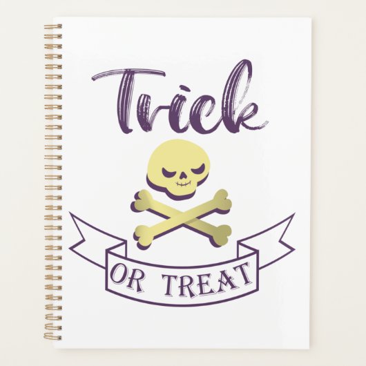 Trick or treat skull crossbones Halloween ribbon Planner (Voorkant)
