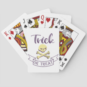 Trick or treat skull crossbones Halloween ribbon Pokerkaarten