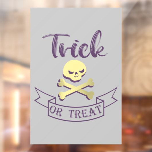 Trick or treat skull crossbones Halloween ribbon Raamsticker (Vel 2)