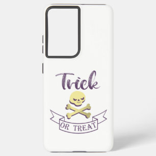 Trick or treat skull crossbones Halloween ribbon Samsung Galaxy Hoesje