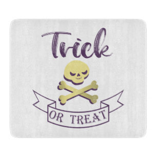 Trick or treat skull crossbones Halloween ribbon Snijplank