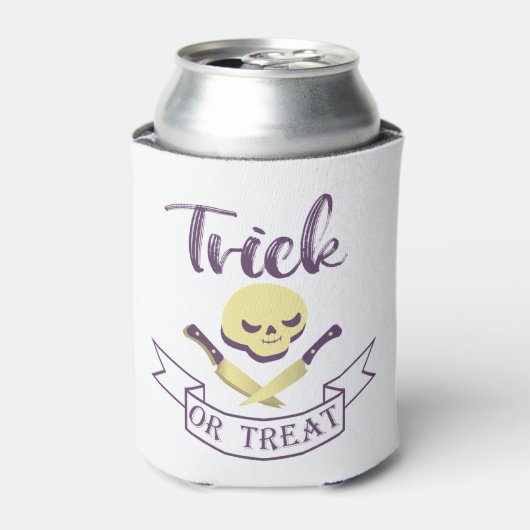 Trick or treat skull crossbones Halloween ribbon T Blikjeskoeler (Blikje Voorkant)