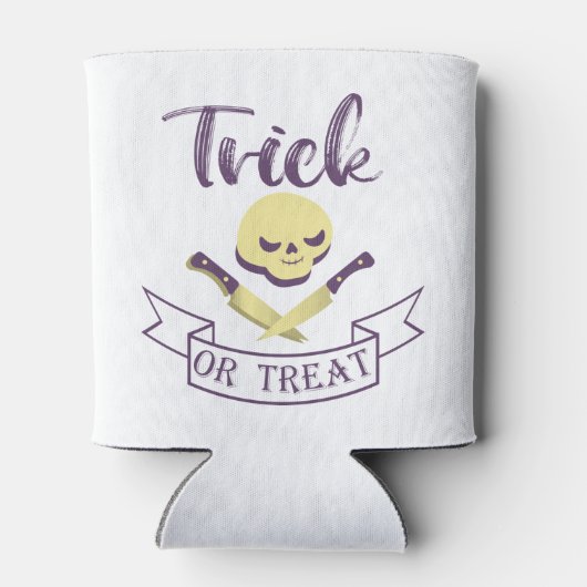Trick or treat skull crossbones Halloween ribbon T Blikjeskoeler (Achterkant)