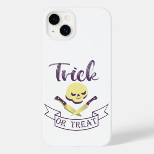 Trick or treat skull crossbones Halloween ribbon T Case-Mate iPhone 14 Plus Hoesje