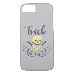 Trick or treat skull crossbones Halloween ribbon T iPhone 8/7 Hoesje